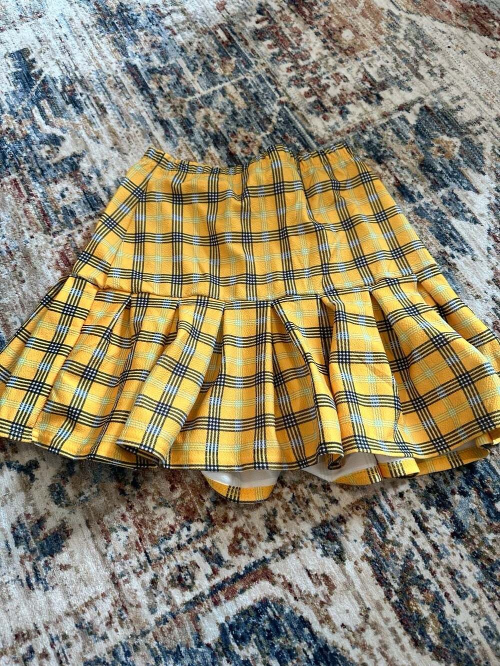 Boohoo Yellow Plaid Tartan Pleated Mini Skirt Size US 10